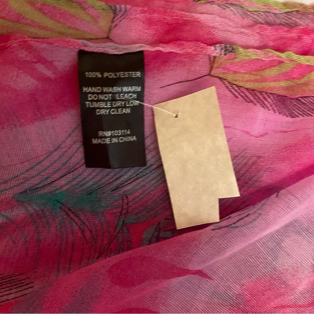 APEXX COLLECTION NEW SCARF PINK GREEN BLACK PEACOCK FEATHERS NWT WRAP RECTANGLE